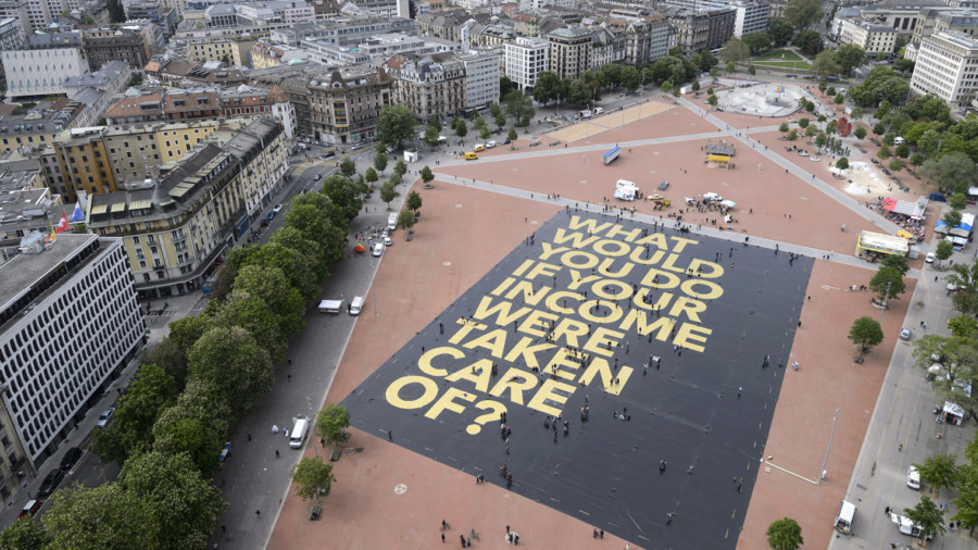 Aerial shot of ground sign
