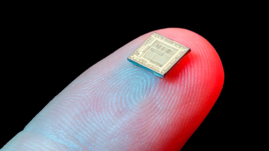 microchip on finger