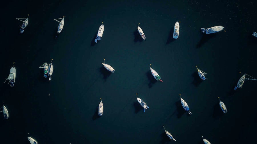 Aerial view boats