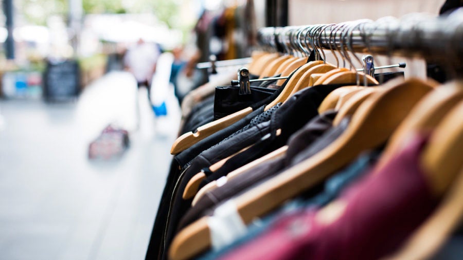 rail of clothes on hangers