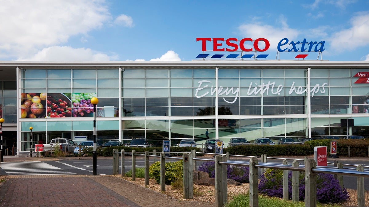 Tesco Supermarket, sign, logo and slogan