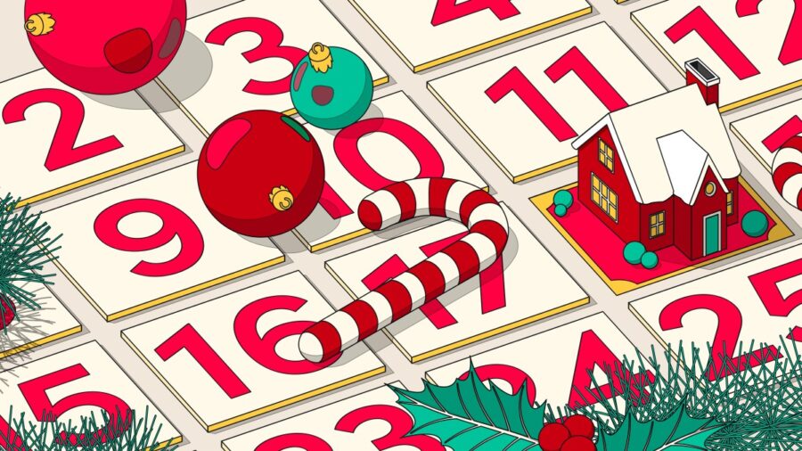 An illustration of a Christmas advent calendar