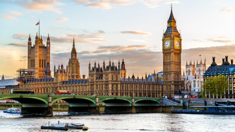 The Palace Of Westminster In London In The Evening