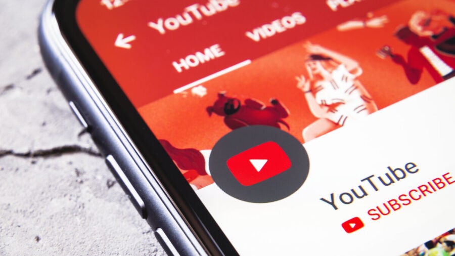 YouTube icon on a smartphone