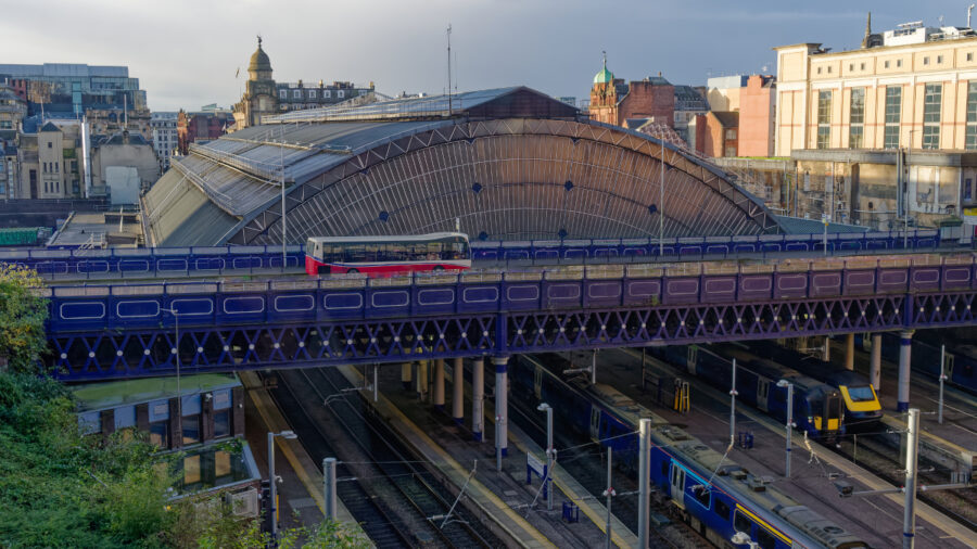 Queen Street Station Viewed From Buchanan Galleries In Glasgow